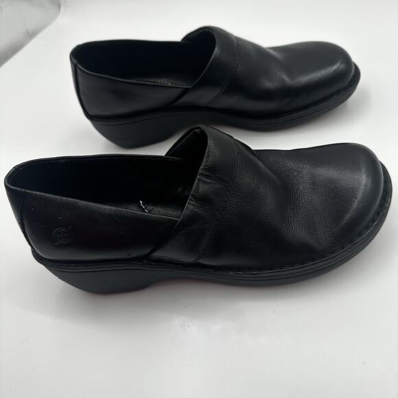 Born Toby Duo Slip On Clogs Black Leather Comfort Women’s 9 M - Picture 2 of 8